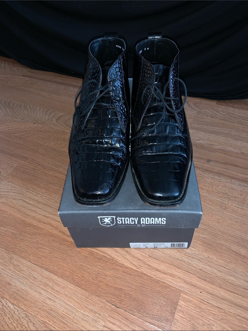 Stacy Adams Black Croc-Embossed Chukka Boots
